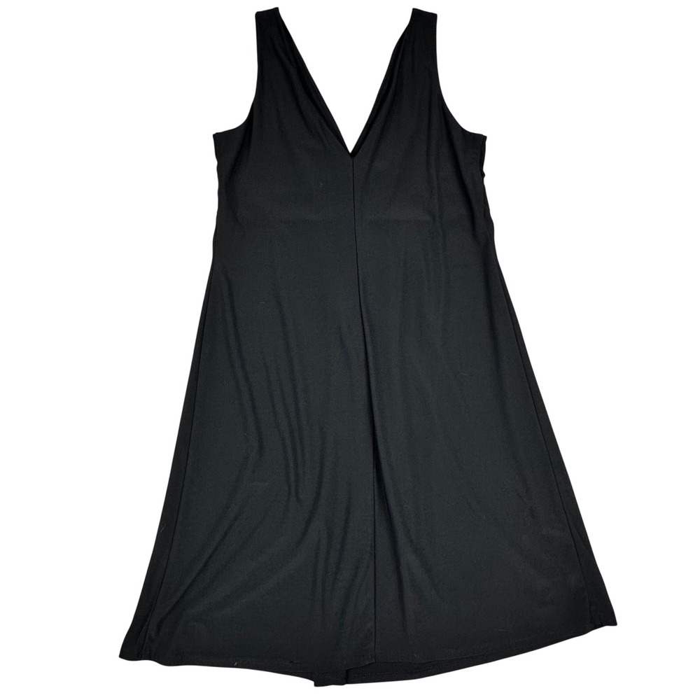 90s Y2k Womens Sleeveless V-Neck Empire Waist Pleated Little Black Dress LBD - Picture 12 of 13